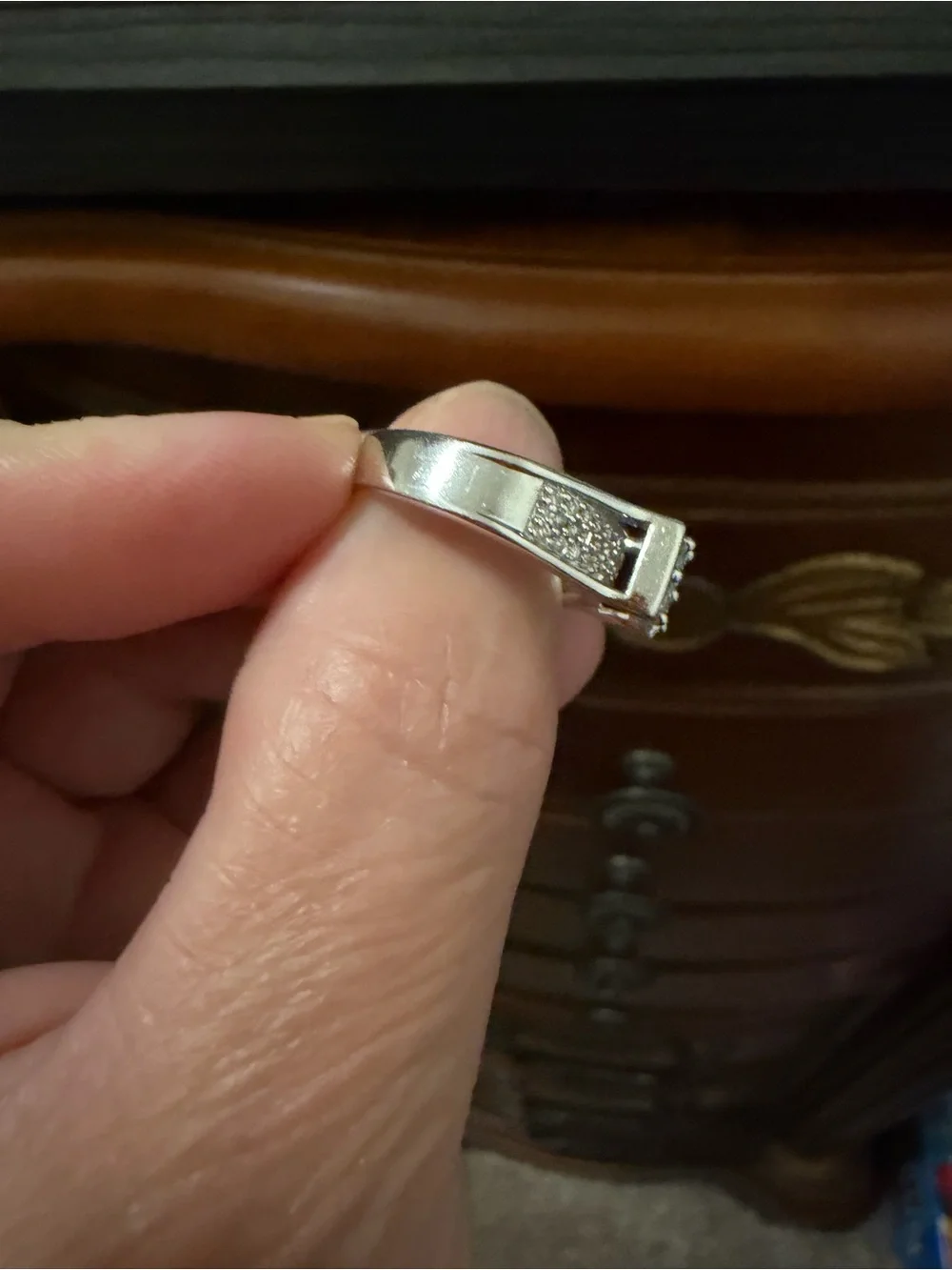 10k Genuine White Gold Cluster Genuine Diamond Ring - Size 7